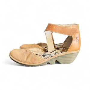 Fly London Pats Wedges Comfort Shoes Sandals Metallic Ankle Strap Mary Jane 39